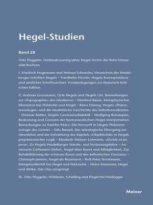 cover image of Hegel-Studien Band 28